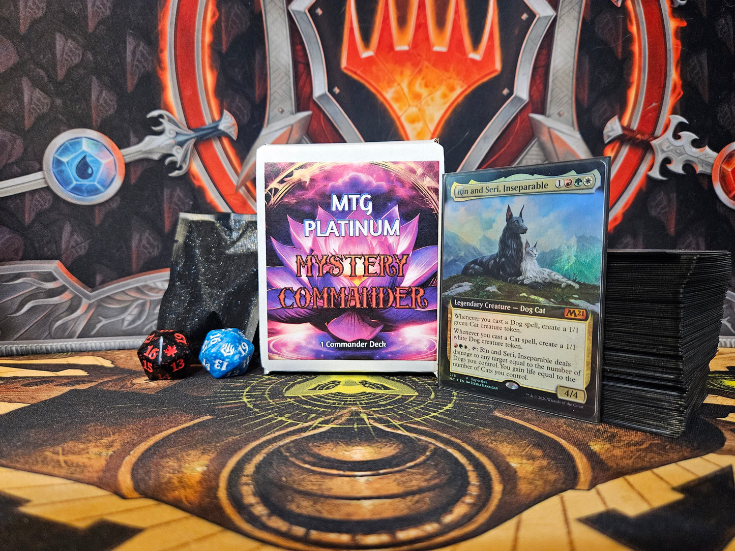 Mystery 100 Card Custom Commander Deck Ready-to-Play Sleeved With Spindowns